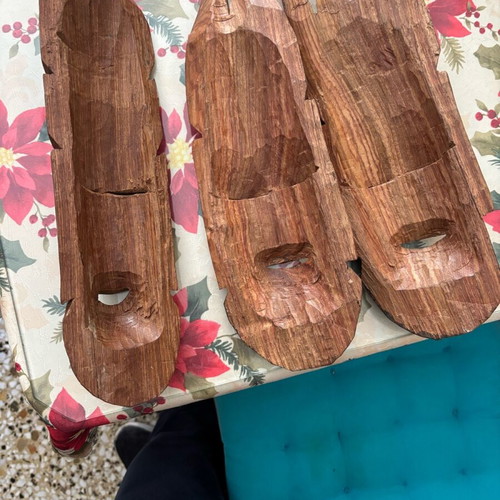 Wooden decorative masks set of 3 like new