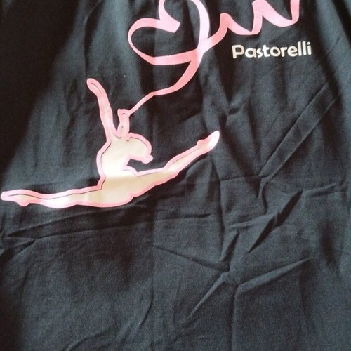 Pastorelli blouse new with glitter ribbon print, size S