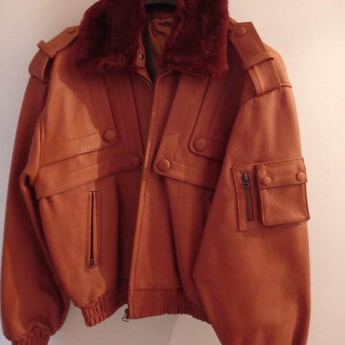 Leather bomber jacket like new, brown, XXL