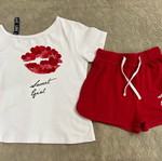 Funky kids set like new, white and red for girls 7-9 years old