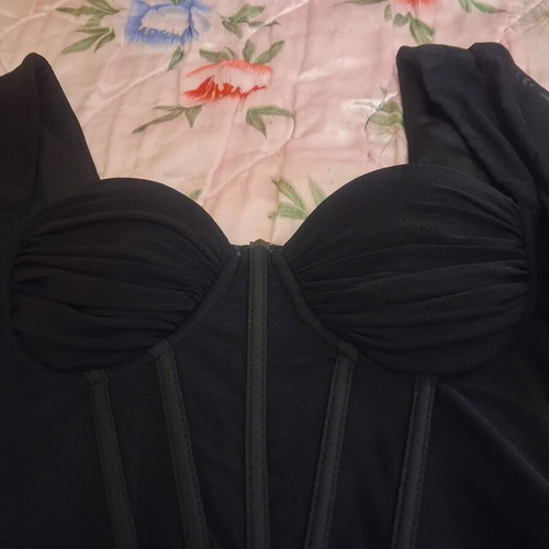Mini dress with corset and ruched details, like new, black, size XS