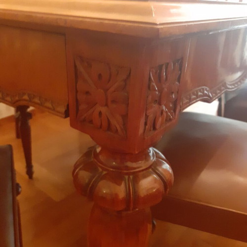 Authentic Greek Dining Set 1960 Walnut by Ioannis Levantis, like new, 10 pieces