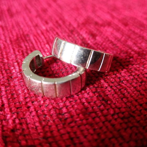 Hoop earrings with studs used, stainless steel, Italian handmade design