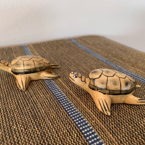 Wooden small turtles new, set of 2 handmade decorative