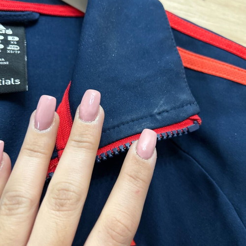 Adidas blue jacket used, XS, with red stripes
