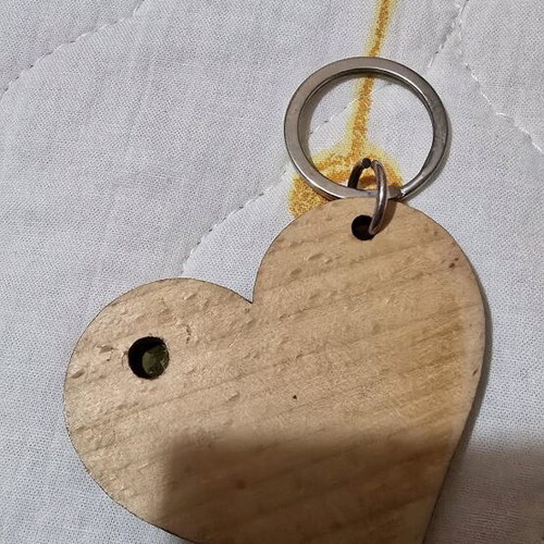 Heart keychain new, beige