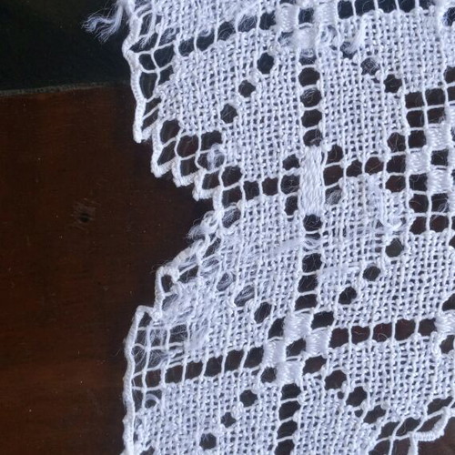 Filet lace doily used, handmade vintage 45×52 from Tinos