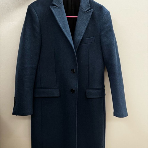 Versace coat like new, blue, 75% wool, size 48