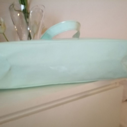 Harrods Knightsbridge shoulder bag used, aqua pastel polyester PVC