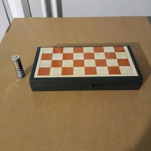 Mini magnetic chess and backgammon travel board