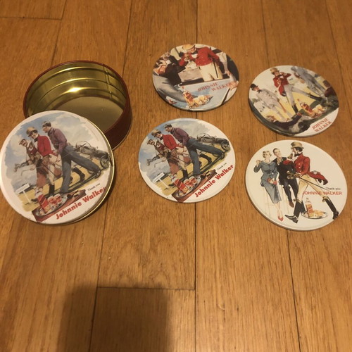 Johnnie Walker vintage collectible coasters set of 4 golf theme, like new
