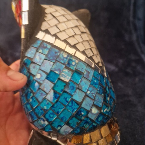 Handmade mosaic owl decorative item, new