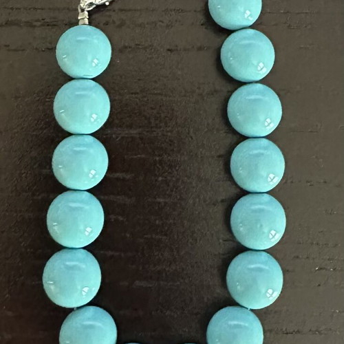 Turquoise necklace and bracelet set new with silver-plated clasp