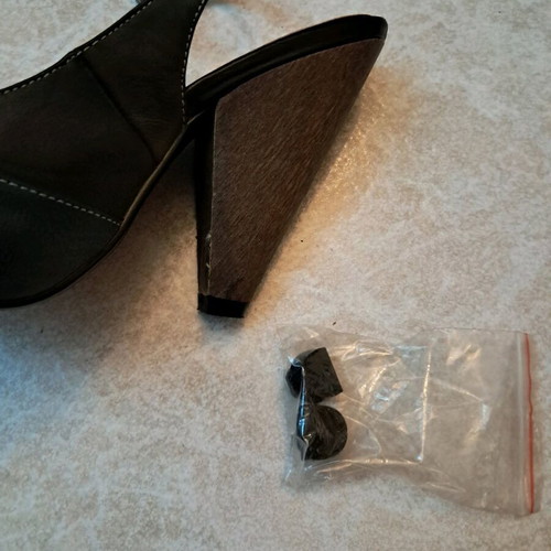 Pink Woman sandals No39 like new with small defect and replacement heels