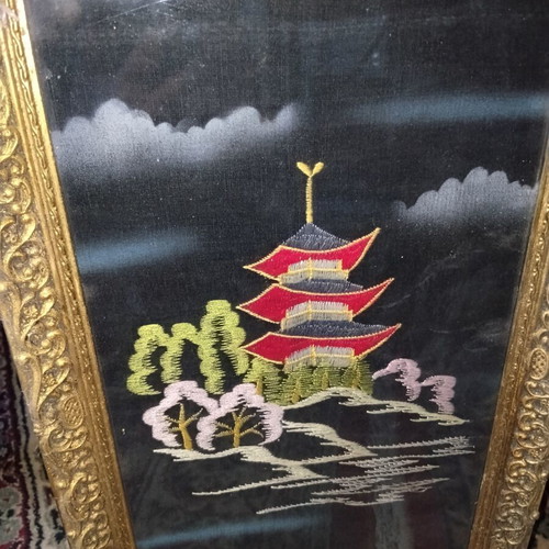 Embroidered frame with Japanese embroidery used, 47×29 cm