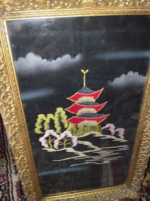 Embroidered frame with Japanese embroidery used, 47×29 cm