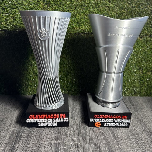 Olympiacos European Cups Set 3D Printed, Conference League 2024 & EuroLeague 2026