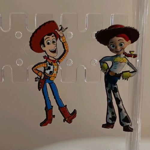 Wooden Toy Story earrings new, multicolor, stainless steel clasp