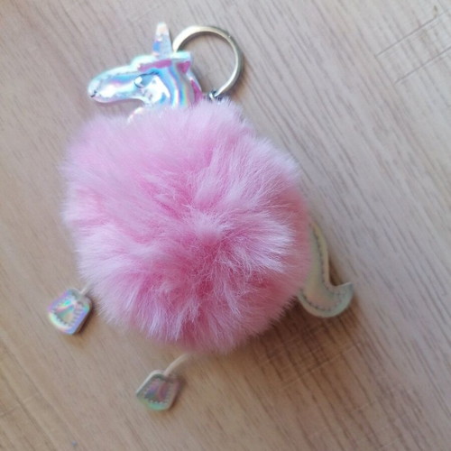 Keychain made of synthetic fur unicorn shape like new, multicolor
