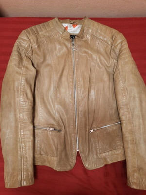 DSCVR women's leather jacket used, beige camel, XL-XXL