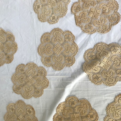 Set of 29 antique embroidered coasters used with color alterations