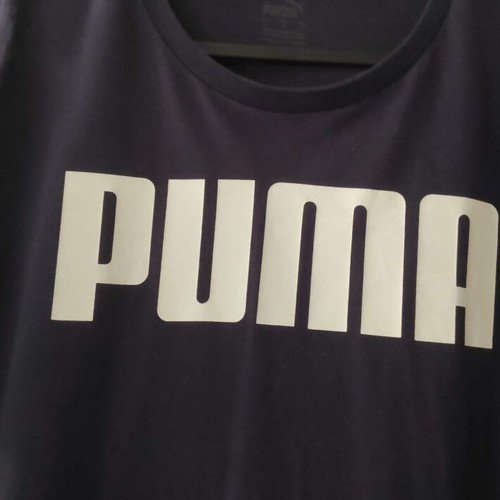 Puma Men's T-Shirt Blue with White Logo Large like new