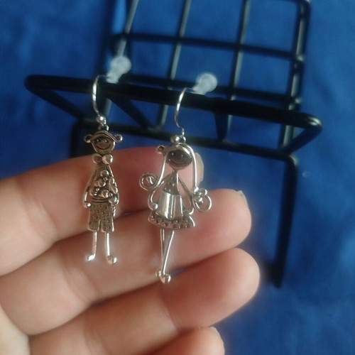 Peg dangling earrings new, silver large pair