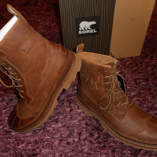 Sorel Madson Wingtip Boot brown casual shoe new, size 43