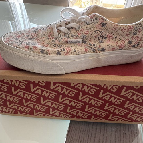 Vans women's floral canvas shoes size 38 used, beige