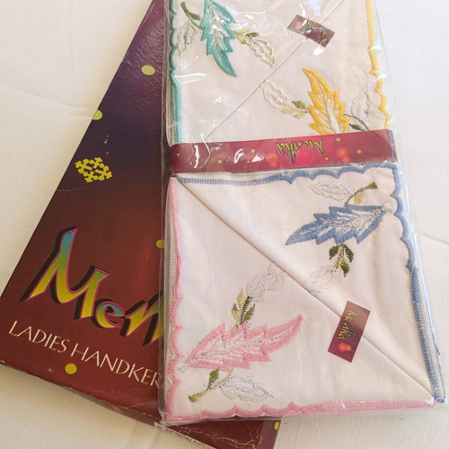 Menka Handkerchiefs vintage set of 24 deadstock 1995-96 original box