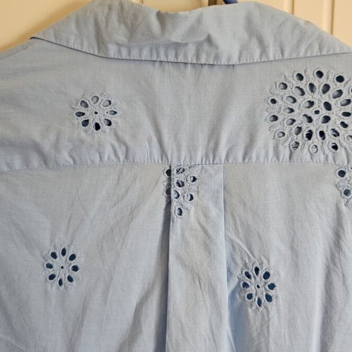 Zara oversized blouse with cutout embroidery, blue, size S
