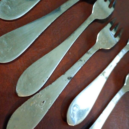 Vintage Zoulovits set of six silver-plated dessert forks, like new