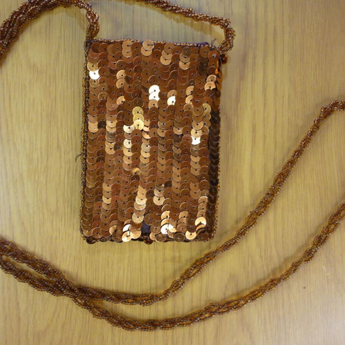 Women's vintage bronze wallet bag used shoulder with sequins