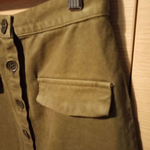 Zara denim khaki midi skirt XS like new with buttons and pockets
