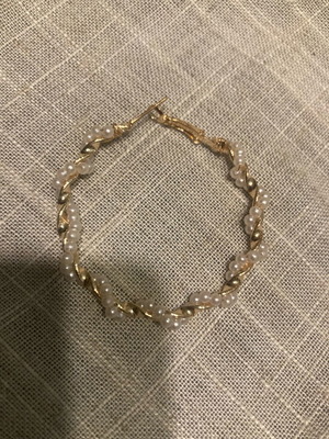 Earrings hoop with pearls new, gold color, 4cm diameter