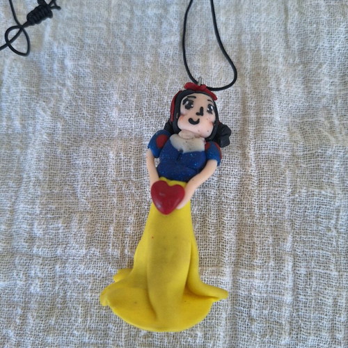 Long Snow White Necklace made of polymer clay custom made