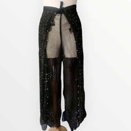 Black sarong like new with embroidery and rhinestones, size S-L