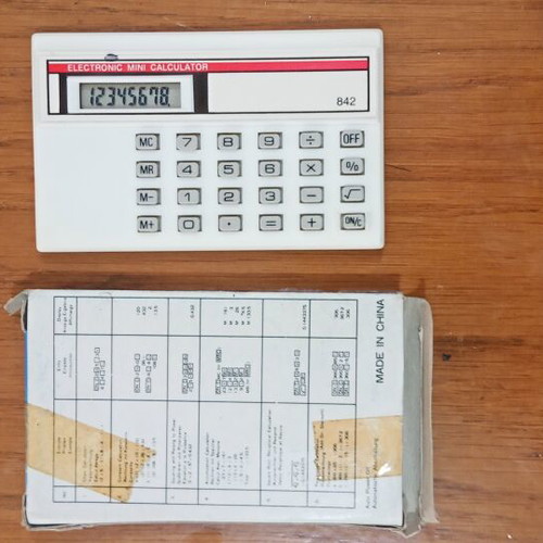 Vintage Electronic Mini Calculator Model 842 and Maped Hole Puncher