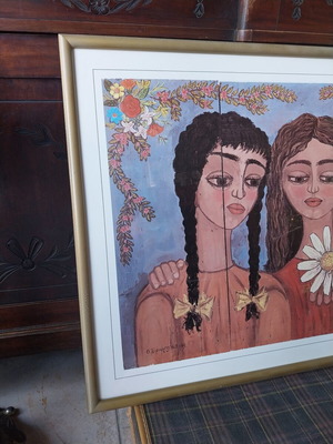 Watercolor print by Themis Tsironis in excellent condition 68x48