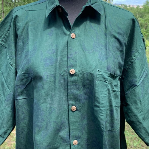 Vintage cotton shirt new with floral pattern and wooden buttons