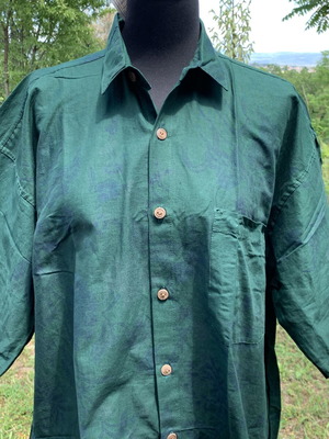 Vintage cotton shirt new with floral pattern and wooden buttons