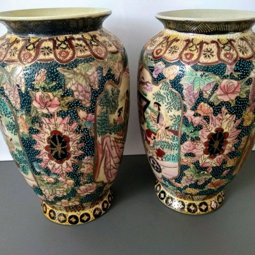 Satsuma vase set used, height 31 cm
