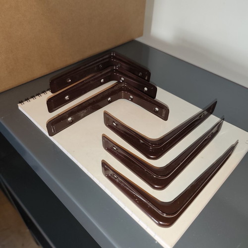Shelf support brackets used, pack of 6, 7.5x12cm, brown
