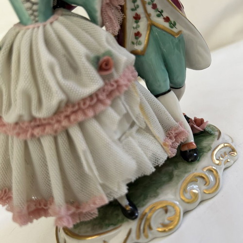 Friedrich Wilhelm Wessel German porcelain Dresden lace figurine couple