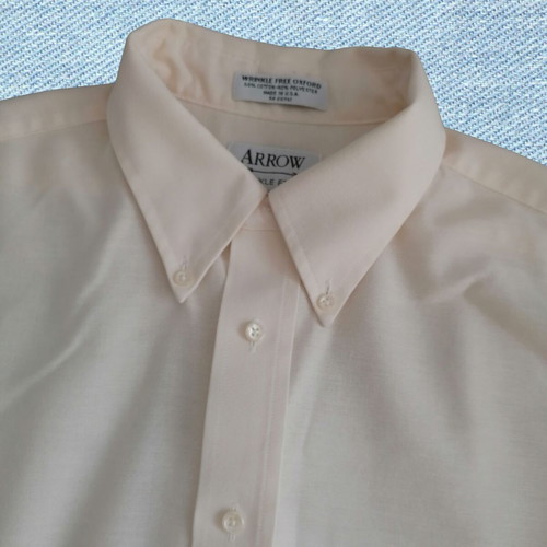Arrow Usa 1851 men's dress shirt like new, size large, beige and white