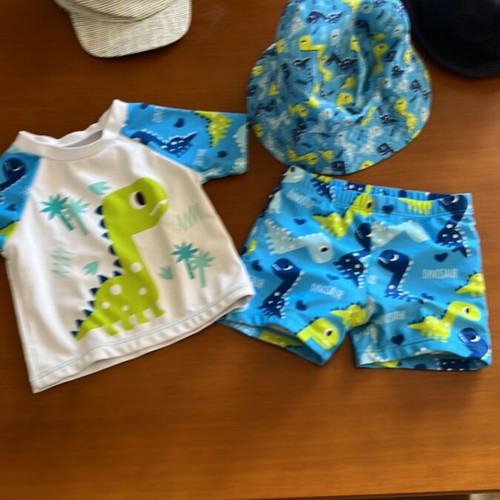 Baby clothes set used, 11 t-shirts, 1 shorts, 3 hats, swimwear for 12-18 months