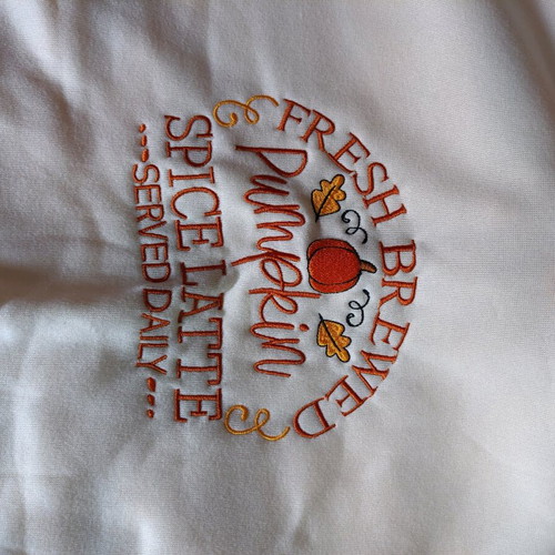 Cozy sweatshirt with Pumpkin Spice Latte logo beige like new size M