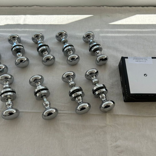 Door knobs used, 9 sets, chrome ball type with rosette