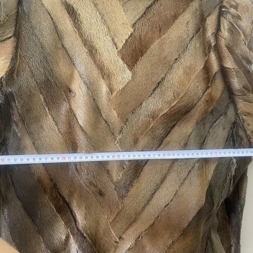 Nutria fur coat, genuine, long women's patchwork design