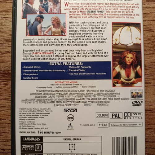 Erin Brockovich DVD like new with Greek subtitles